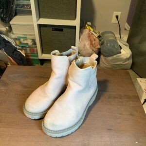 Cream pink Ankle Boots